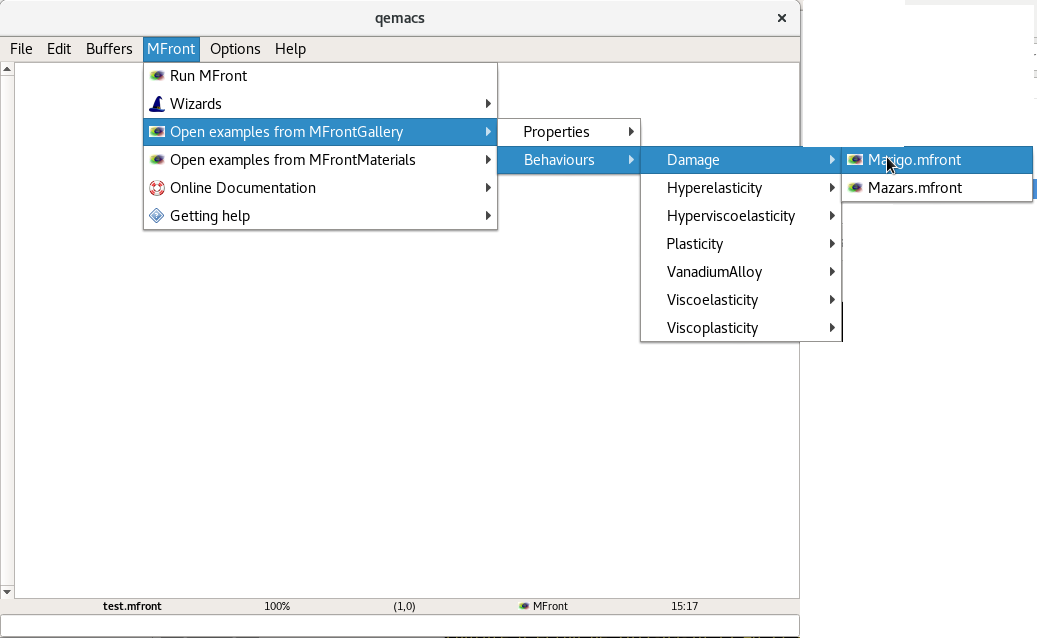 Accessing an implementation provided by the `MFrontGallery`
project